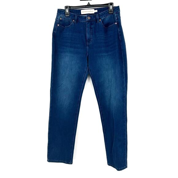 Soft Surroundings Sz 8 Jeans Blue Dark Wash Tapered Leg Stretch High‎ Rise Denim - Picture 1 of 4
